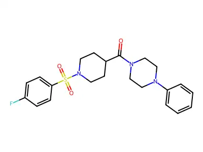 (1-((4-Fluorophenyl)sulfonyl)piperidin-4-yl)(4-phenylpiperazin-1-yl)methanone structure