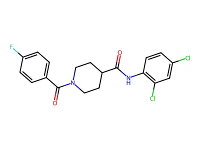 N-(2,4-dichlorophenyl)-1-(4-fluorobenzoyl)piperidine-4-carboxamide structure