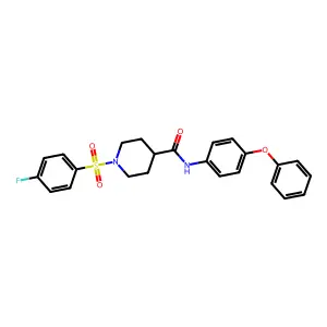 1-(4-fluorophenyl)sulfonyl-N-(4-phenoxyphenyl)piperidine-4-carboxamide structure