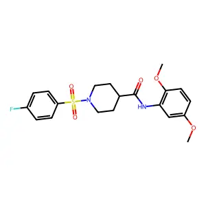 N-(2,5-dimethoxyphenyl)-1-(4-fluorophenyl)sulfonylpiperidine-4-carboxamide structure