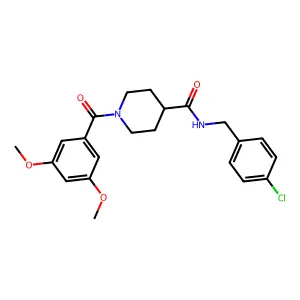 N-(4-chlorobenzyl)-1-[(3,5-dimethoxyphenyl)carbonyl]piperidine-4-carboxamide structure