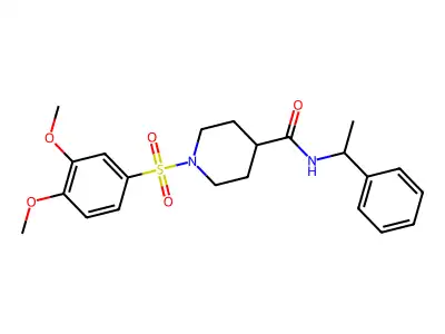 1-(3,4-dimethoxyphenyl)sulfonyl-N-(1-phenylethyl)piperidine-4-carboxamide structure