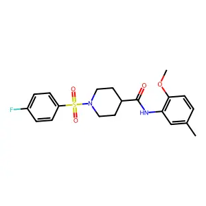 1-(4-fluorophenyl)sulfonyl-N-(2-methoxy-5-methylphenyl)piperidine-4-carboxamide structure