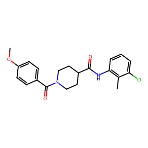 N-(3-chloro-2-methylphenyl)-1-(4-methoxybenzoyl)piperidine-4-carboxamide structure