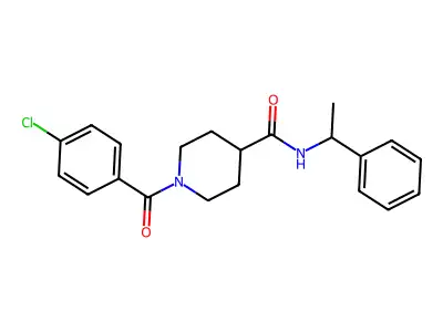 1-(4-chlorobenzoyl)-N-(1-phenylethyl)piperidine-4-carboxamide structure