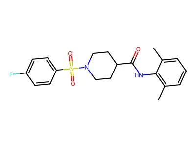 N-(2,6-dimethylphenyl)-1-(4-fluorophenyl)sulfonylpiperidine-4-carboxamide structure
