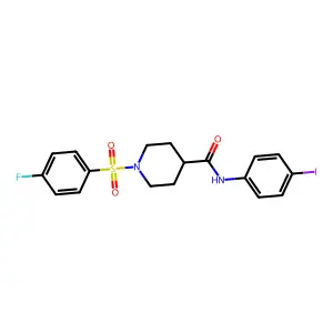 1-(4-fluorophenyl)sulfonyl-N-(4-iodophenyl)piperidine-4-carboxamide structure
