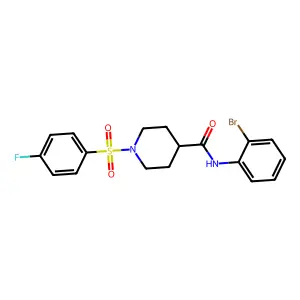 N-(2-bromophenyl)-1-(4-fluorophenyl)sulfonylpiperidine-4-carboxamide structure