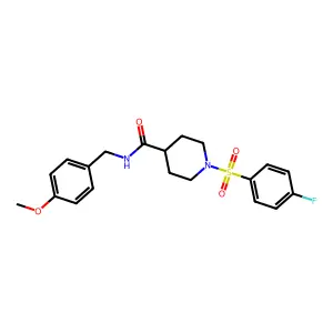 1-(4-fluorophenyl)sulfonyl-N-[(4-methoxyphenyl)methyl]piperidine-4-carboxamide structure