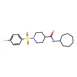 N-cycloheptyl-1-(4-fluorophenyl)sulfonylpiperidine-4-carboxamide structure