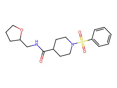 1-(benzenesulfonyl)-N-(oxolan-2-ylmethyl)piperidine-4-carboxamide structure