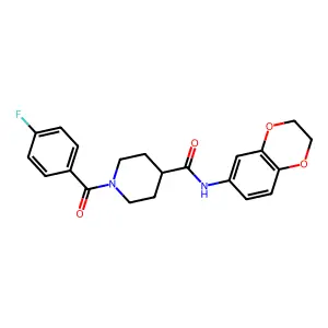 N-(2,3-dihydro-1,4-benzodioxin-6-yl)-1-(4-fluorobenzoyl)piperidine-4-carboxamide structure