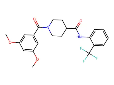 1-(3,5-dimethoxybenzoyl)-N-[2-(trifluoromethyl)phenyl]piperidine-4-carboxamide structure