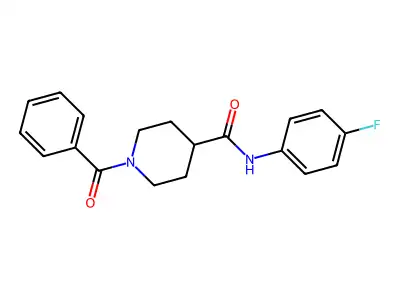 1-benzoyl-N-(4-fluorophenyl)piperidine-4-carboxamide structure