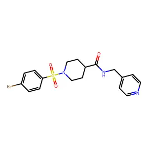 1-(4-bromophenyl)sulfonyl-N-(pyridin-4-ylmethyl)piperidine-4-carboxamide structure