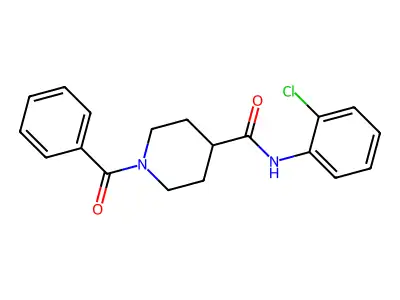 1-benzoyl-N-(2-chlorophenyl)piperidine-4-carboxamide structure