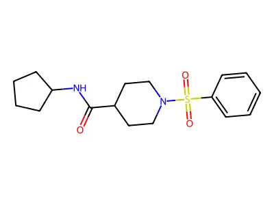 1-(benzenesulfonyl)-N-cyclopentylpiperidine-4-carboxamide structure