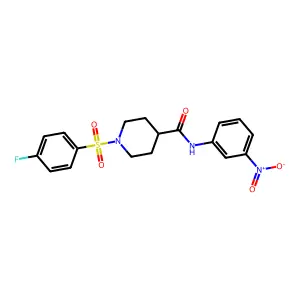 1-(4-fluorophenyl)sulfonyl-N-(3-nitrophenyl)piperidine-4-carboxamide structure