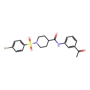 N-(3-acetylphenyl)-1-(4-bromophenyl)sulfonylpiperidine-4-carboxamide structure