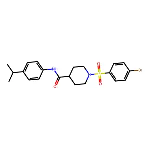 1-(4-bromophenyl)sulfonyl-N-(4-propan-2-ylphenyl)piperidine-4-carboxamide structure