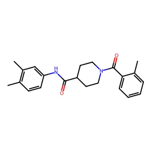 N-(3,4-dimethylphenyl)-1-(2-methylbenzoyl)piperidine-4-carboxamide structure