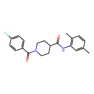 N-(2,5-dimethylphenyl)-1-(4-fluorobenzoyl)piperidine-4-carboxamide structure
