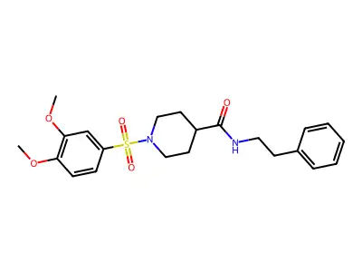 1-[(3,4-dimethoxyphenyl)sulfonyl]-N-(2-phenylethyl)piperidine-4-carboxamide structure