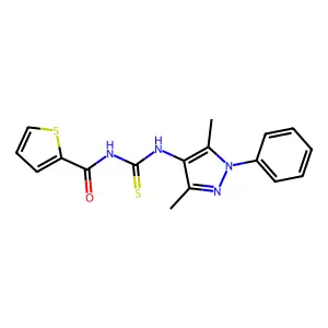 N-[(3,5-dimethyl-1-phenylpyrazol-4-yl)carbamothioyl]thiophene-2-carboxamide structure