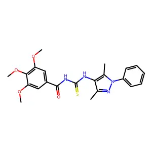 N-[(3,5-dimethyl-1-phenylpyrazol-4-yl)carbamothioyl]-3,4,5-trimethoxybenzamide structure