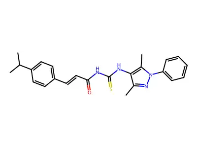 (2E)-N-[(3,5-dimethyl-1-phenyl-1H-pyrazol-4-yl)carbamothioyl]-3-[4-(propan-2-yl)phenyl]prop-2-enamide structure