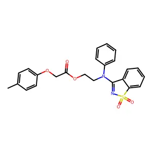 2-((1,1-dioxidobenzo[d]isothiazol-3-yl)(phenyl)amino)ethyl 2-(p-tolyloxy)acetate structure