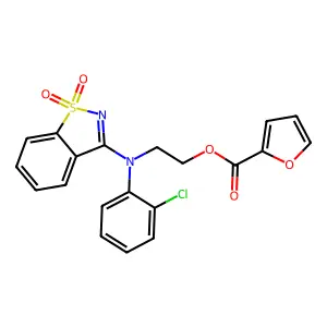 2-((2-chlorophenyl)(1,1-dioxidobenzo[d]isothiazol-3-yl)amino)ethyl furan-2-carboxylate structure