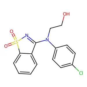 2-(4-chloro-N-(1,1-dioxo-1,2-benzothiazol-3-yl)anilino)ethanol structure