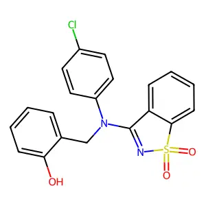 2-{[(4-Chlorophenyl)(1,1-dioxido-1,2-benzisothiazol-3-YL)amino]methyl}phenol structure