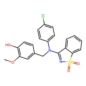 4-{[(4-CHLOROPHENYL)(1,1-DIOXIDO-1,2-BENZISOTHIAZOL-3-YL)AMINO]METHYL}-2-METHOXYPHENOL structure