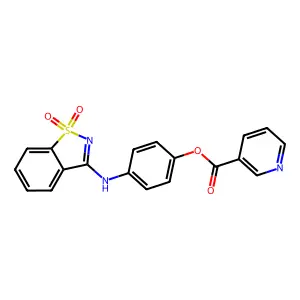 4-[(1,1-Dioxido-1,2-benzisothiazol-3-yl)amino]phenyl nicotinate structure