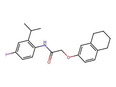 N-(4-iodo-2-propan-2-ylphenyl)-2-(5,6,7,8-tetrahydronaphthalen-2-yloxy)acetamide structure