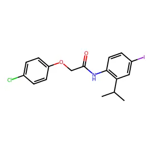 2-(4-chlorophenoxy)-N-(4-iodo-2-propan-2-ylphenyl)acetamide structure