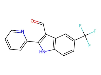 1H-Indole-3-carboxaldehyde, 2-(2-pyridinyl)-5-(trifluoromethyl)- structure