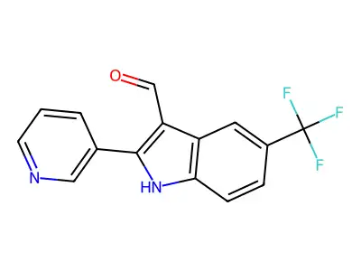 2-pyridin-3-yl-5-(trifluoromethyl)-1H-indole-3-carbaldehyde structure