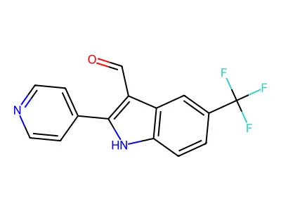 1H-Indole-3-carboxaldehyde, 2-(4-pyridinyl)-5-(trifluoromethyl)- structure