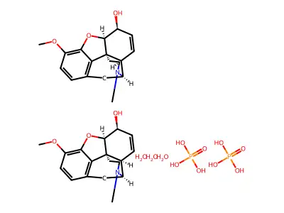 Codeine phosphate sesquihydrate structure