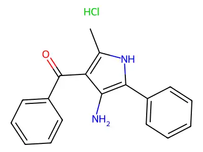 Methanone, (4-amino-2-methyl-5-phenyl-1H-pyrrol-3-yl)phenyl-, monohydrochloride structure