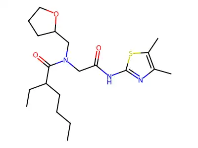 N-[(4,5-dimethyl-1,3-thiazol-2-yl)carbamoylmethyl]-2-ethyl-N-(oxolan-2-ylmethyl)hexanamide structure