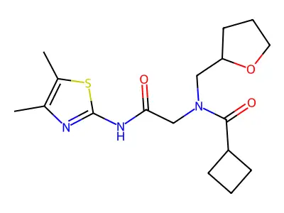 N-{2-[(4,5-Dimethyl-1,3-thiazol-2-yl)amino]-2-oxoethyl}-N-[(oxolan-2-yl)methyl]cyclobutanecarboxamide structure