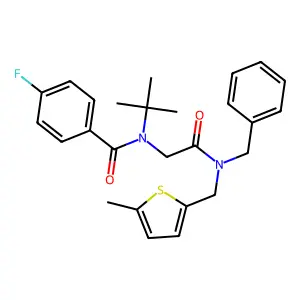 N-[[benzyl-[(5-methylthiophen-2-yl)methyl]carbamoyl]methyl]-4-fluoro-N-tert-butyl-benzamide structure