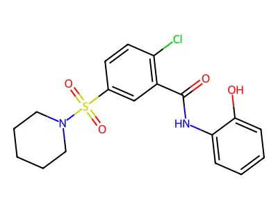 2-chloro-N-(2-hydroxyphenyl)-5-piperidin-1-ylsulfonylbenzamide structure