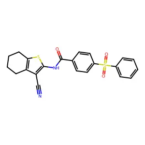 4-(benzenesulfonyl)-N-(3-cyano-4,5,6,7-tetrahydro-1-benzothiophen-2-yl)benzamide structure