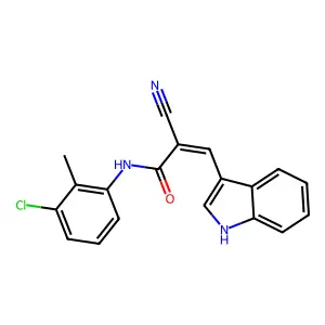 (E)-N-(3-chloro-2-methylphenyl)-2-cyano-3-(1H-indol-3-yl)prop-2-enamide structure