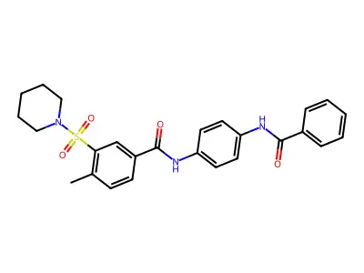 N-(4-benzamidophenyl)-4-methyl-3-piperidin-1-ylsulfonylbenzamide structure